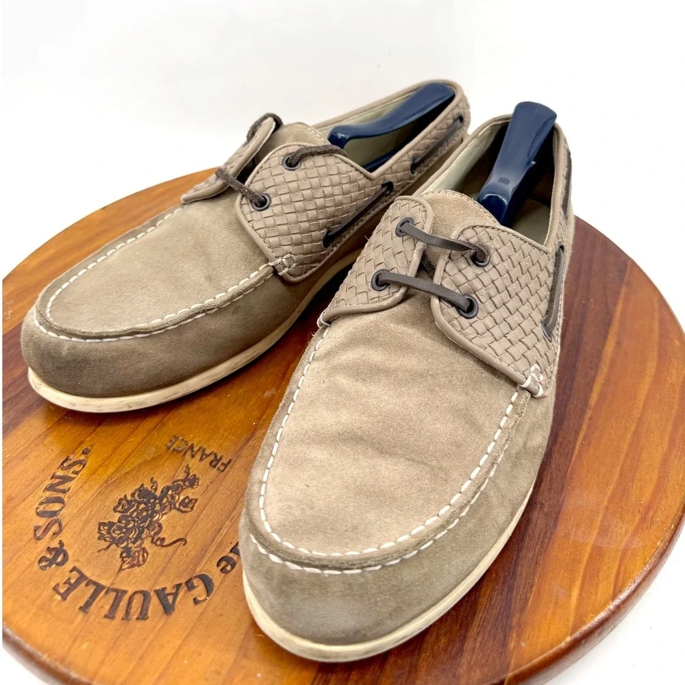 Bottega Veneta Intrecciato Weave Boat Shoes Loafers Men 8 US 41 EU Taupe Italy